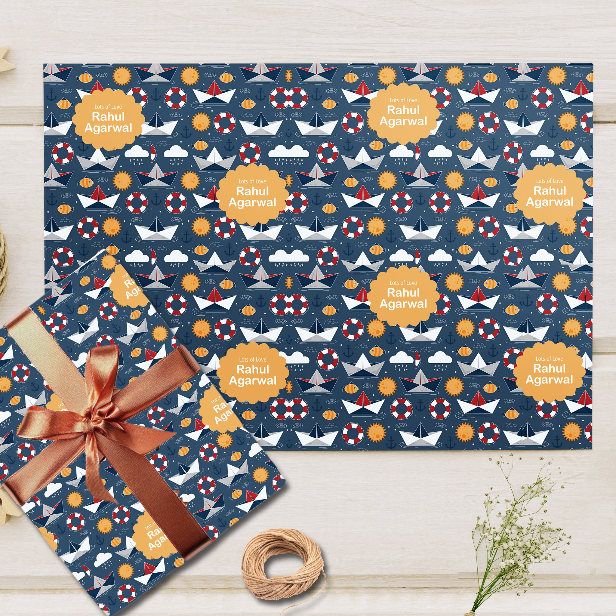 Custom Gift Wrapping Paper - Mini Mariners Design