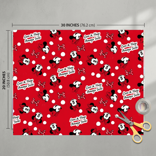 Custom Gift Wrapping Paper for Kids - Minnie Mouse - Chatterbox Labels - Wrapping Paper