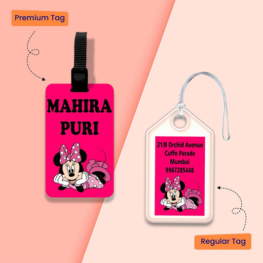 Personalized Bag Tags for Kids - Set of 5 - Minnie Design - Chatterbox Labels - Luggage Tags