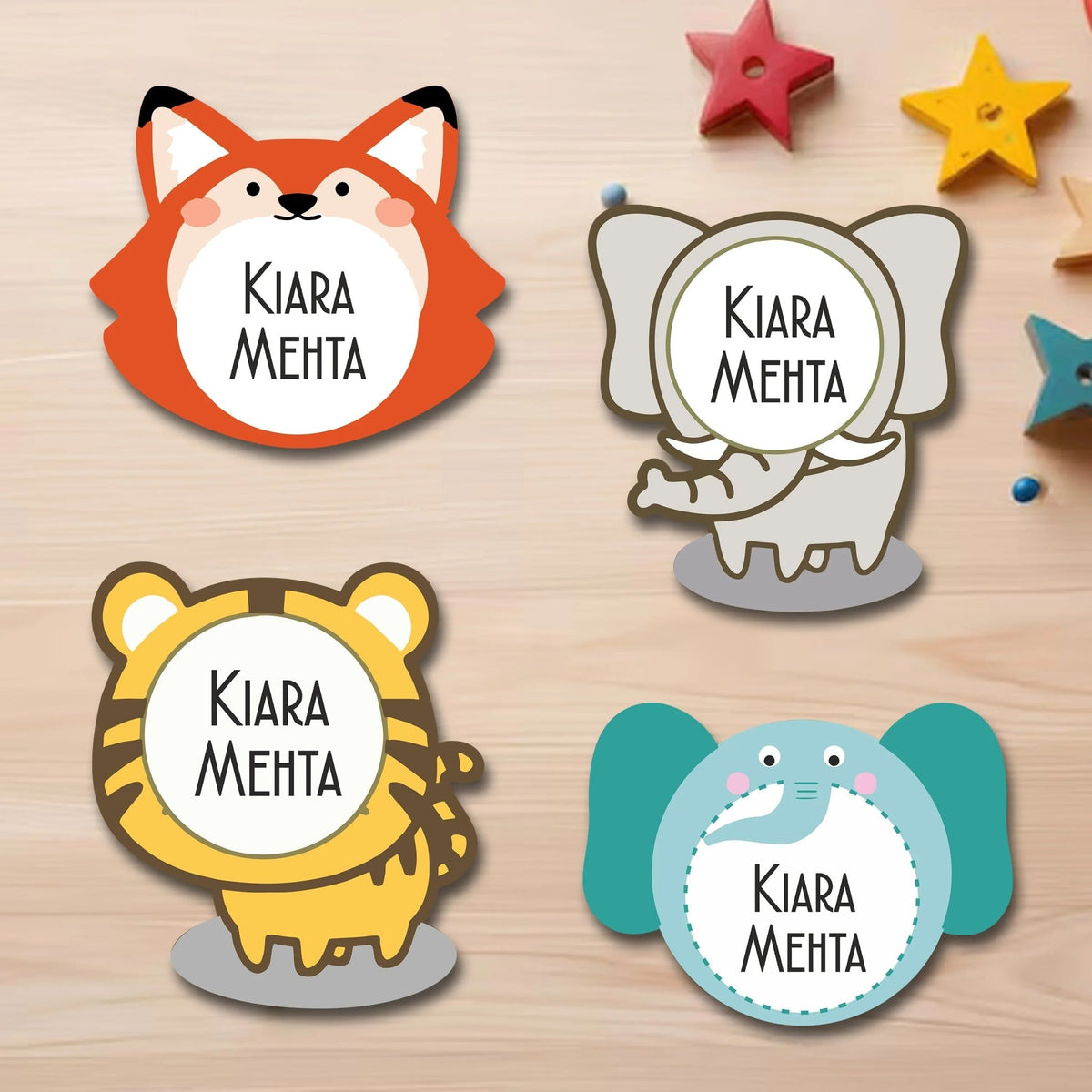 Waterproof Personalised Custom Shape Stickers - Jungle Joys - Set of 24 Assorted Set -  Design Labels & Stickers