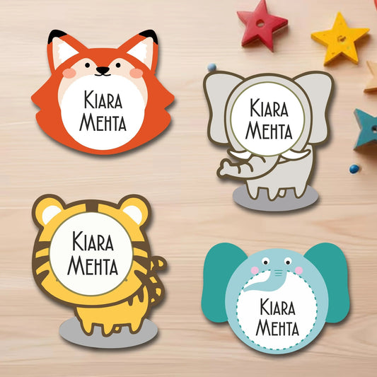 Waterproof Personalised Custom Shape Stickers - Jungle Joys - Set of 24 Assorted Set -  Design Labels & Stickers