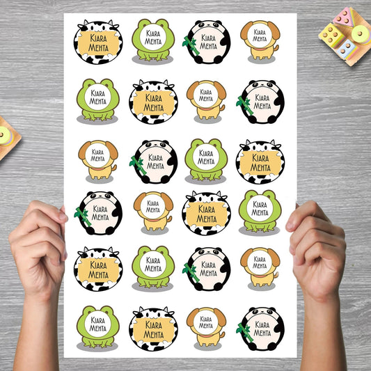 Waterproof Personalised Custom Shape Stickers - Pet Parade - Set of 24 Assorted Set - Design Labels & Stickers