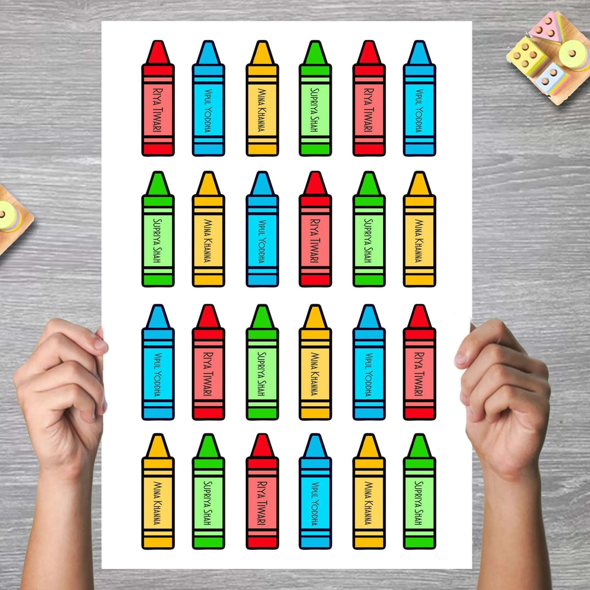 Waterproof Personalised Custom Shape Stickers - Color Pop - Set of 24 Assorted Set - Design Labels & Stickers