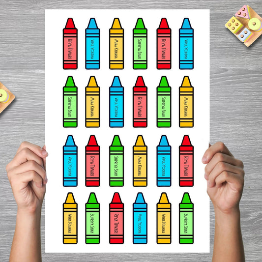 Waterproof Personalised Custom Shape Stickers - Color Pop - Set of 24 Assorted Set - Design Labels & Stickers