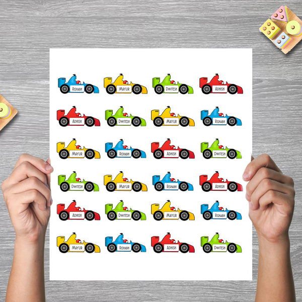 Waterproof Personalised Custom Shape Stickers - Speed Squad - Set of 24 Assorted Set