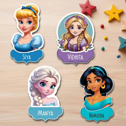 Waterproof Personalised Custom Shape Stickers - Princess Collection - Set of 24 Assorted Set - Design Labels & Stickers