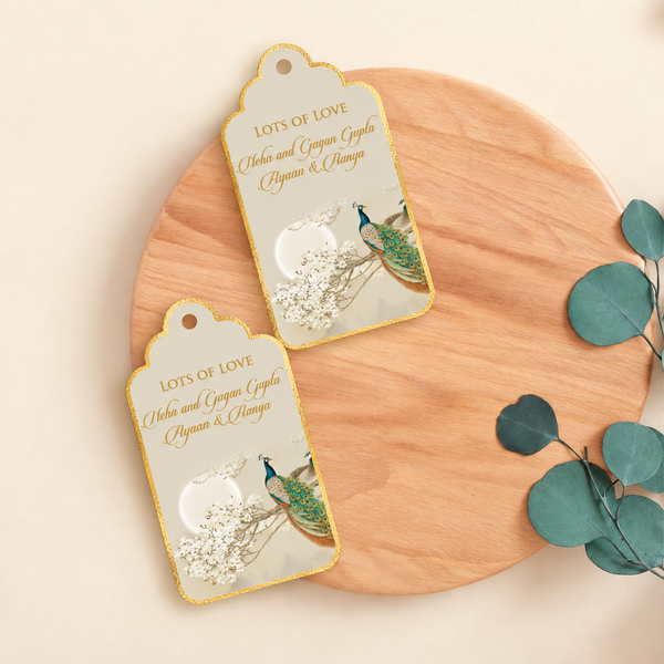 Luxe Personalised Gift Tags - Moonlit Peacock