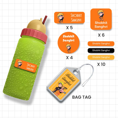 Assorted Shapes Waterproof Labels - Naruto Theme - Chatterbox Labels-Personalised Waterproof Stickers - Opaque
