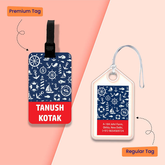 Personalized Bag Tags for Kids - Set of 5 - Nautical Design - Chatterbox Labels - Bag Tags