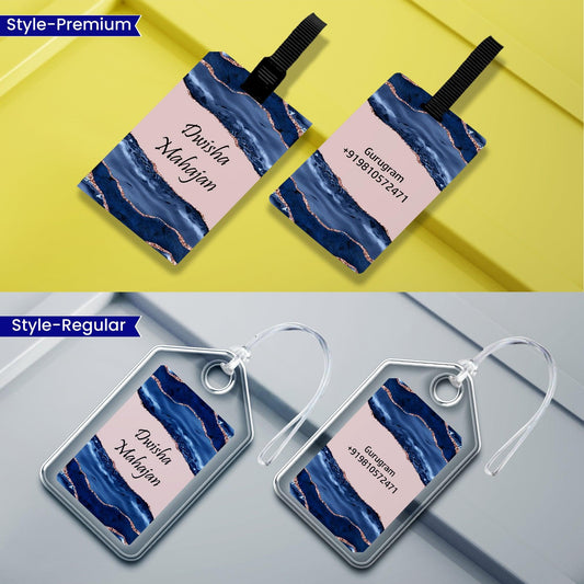 Personalized Luggage Tags - Navy Aura Design - Chatterbox Labels - Luggage Tags