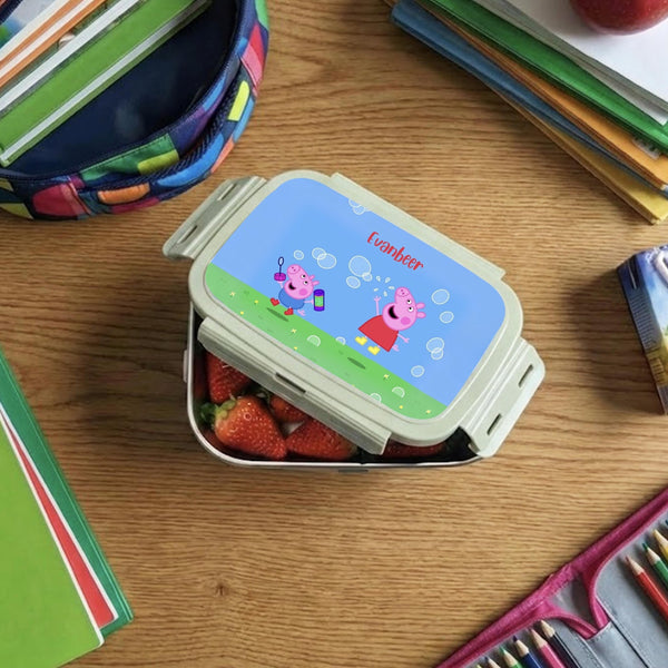 Custom Steel Snack Box & Lunch Box for Kids - Peppa Pig Design - Chatterbox Labels - Lunch Box
