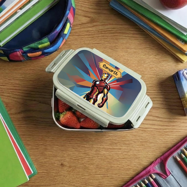 Custom Steel Snack Box & Lunch Box for Kids - Iron Man Design - Chatterbox Labels - Lunch Box