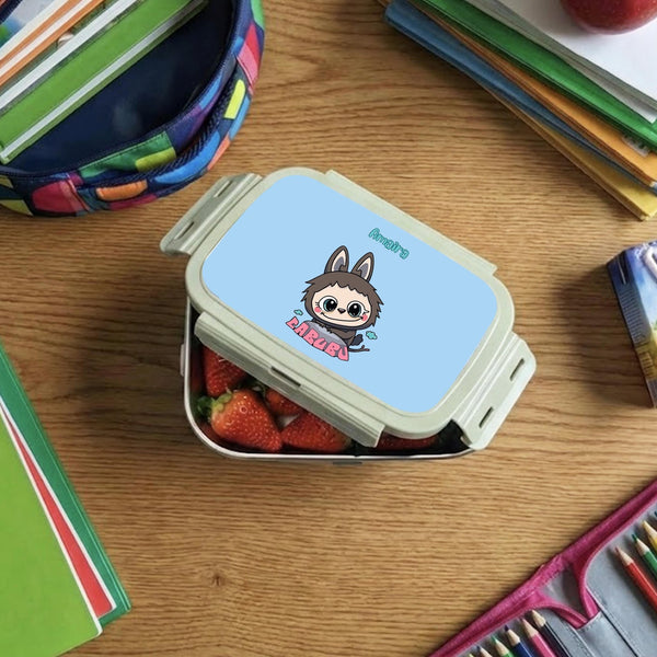 Custom Steel Snack Box & Lunch Box for Kids - Labubu Design - Chatterbox Labels - Lunch Box