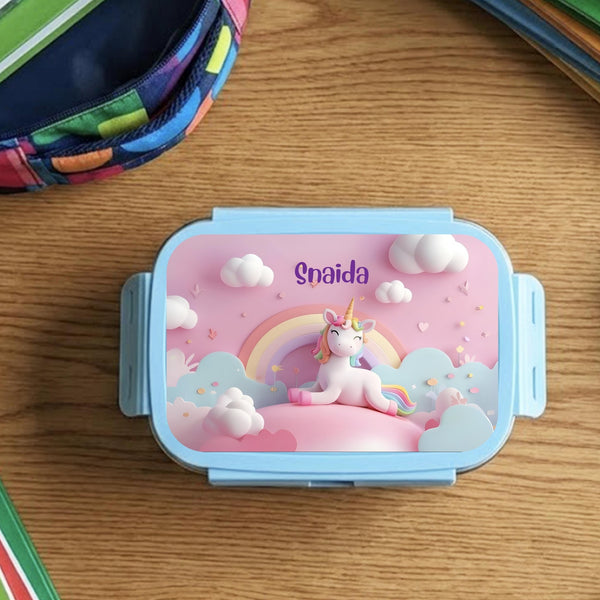 Custom Steel Snack Box & Lunch Box for Kids - Unicorn Design - Chatterbox Labels - Lunch Box