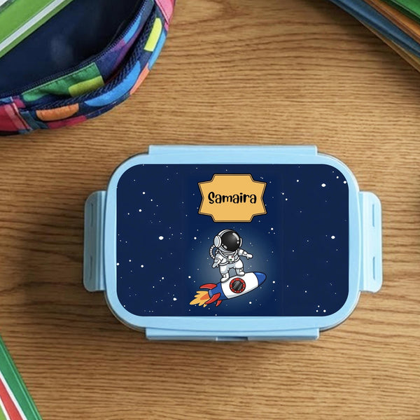 Custom Steel Snack Box & Lunch Box for Kids - Space Design - Chatterbox Labels - Lunch Box