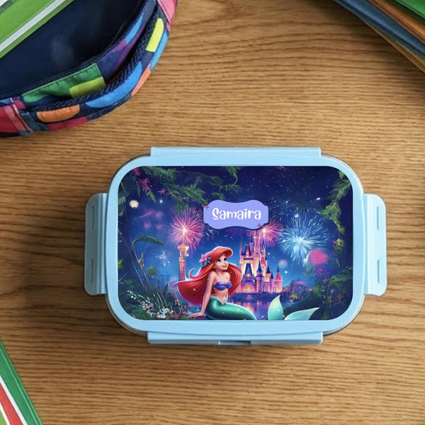 Custom Steel Snack Box & Lunch Box for Kids - Ariel Princess Design - Chatterbox Labels - Lunch Box