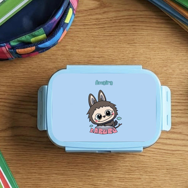 Custom Steel Snack Box & Lunch Box for Kids - Labubu Design - Chatterbox Labels - Lunch Box