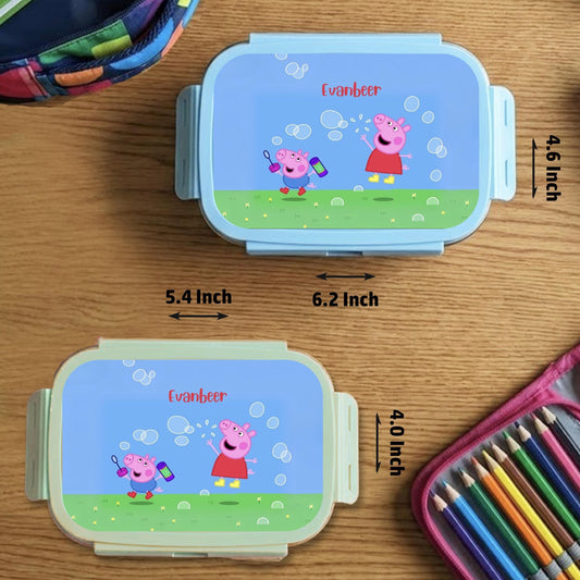 Custom Steel Snack Box & Lunch Box for Kids - Peppa Pig Design - Chatterbox Labels - Lunch Box