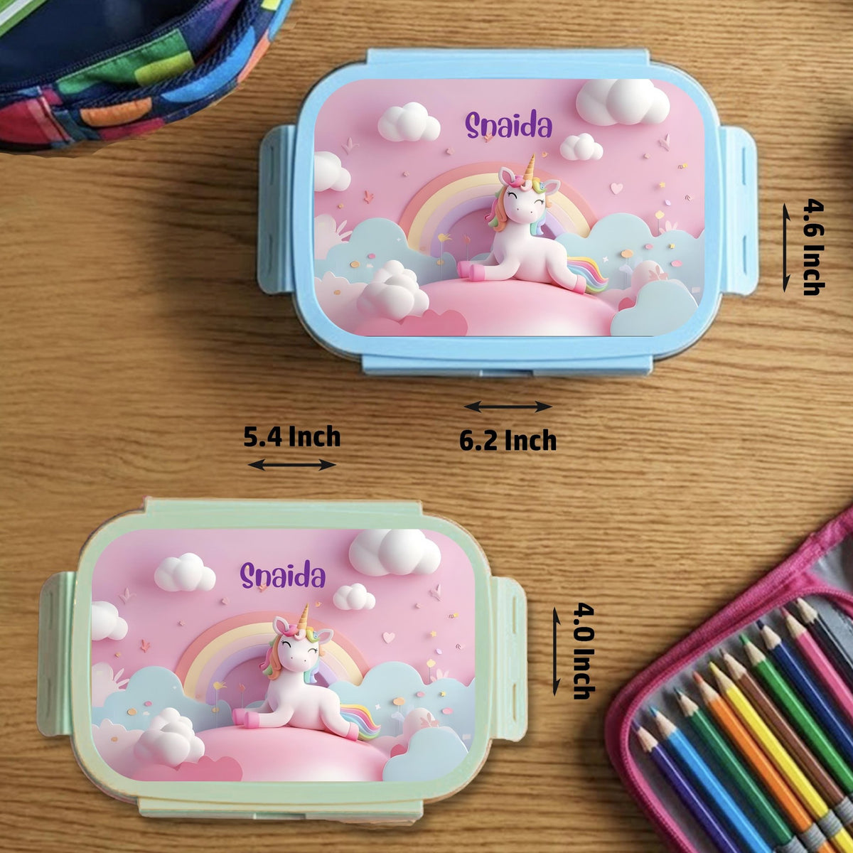 Custom Steel Snack Box & Lunch Box for Kids - Unicorn Design - Chatterbox Labels - Lunch Box