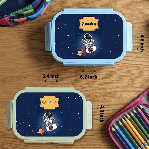 Custom Steel Snack Box & Lunch Box for Kids - Space Design - Chatterbox Labels - Lunch Box