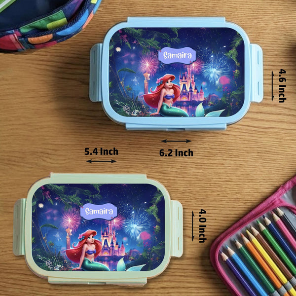 Custom Steel Snack Box & Lunch Box for Kids - Ariel Princess Design - Chatterbox Labels - Lunch Box
