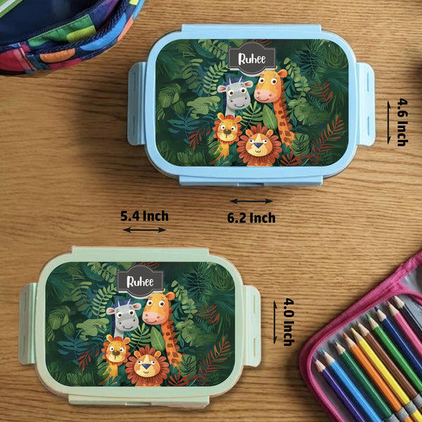 Custom Steel Snack Box & Lunch Box for Kids - Jungle Design - Chatterbox Labels - Lunch Box
