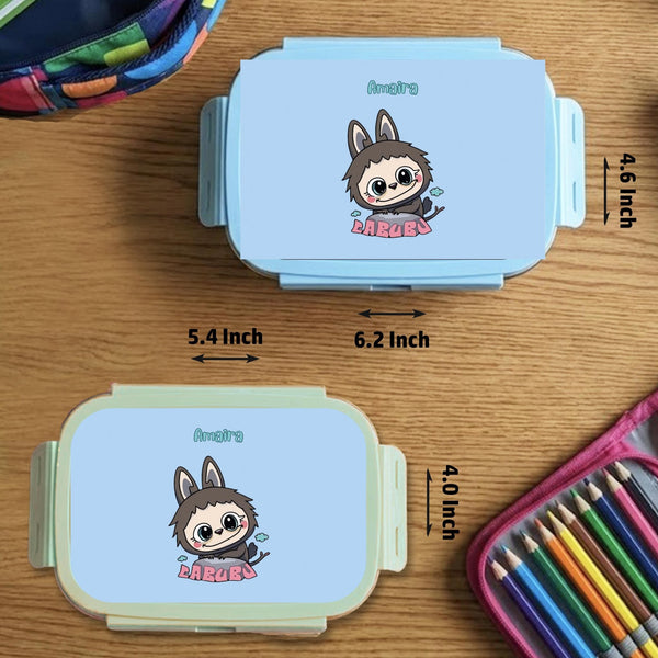 Custom Steel Snack Box & Lunch Box for Kids - Labubu Design - Chatterbox Labels - Lunch Box
