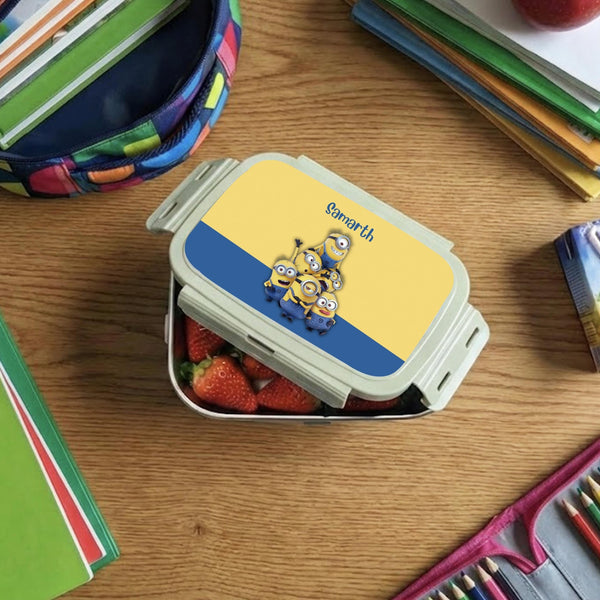 Custom Steel Snack Box & Lunch Box for Kids - Minion Design - Chatterbox Labels - Lunch Box