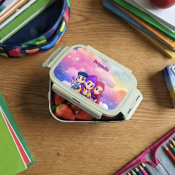 Custom Steel Snack Box & Lunch Box for Kids - K POP Design - Chatterbox Labels - Lunch Box