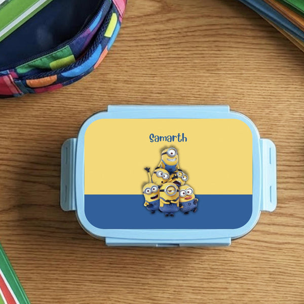 Custom Steel Snack Box & Lunch Box for Kids - Minion Design - Chatterbox Labels - Lunch Box