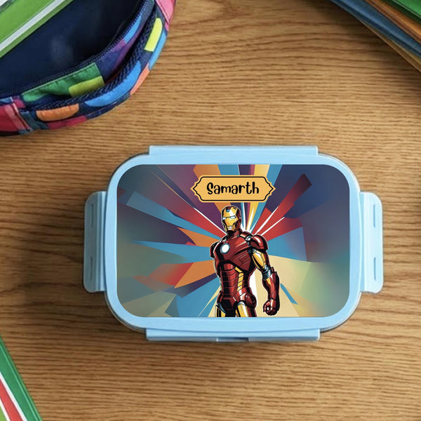 Custom Steel Snack Box & Lunch Box for Kids - Iron Man Design - Chatterbox Labels - Lunch Box