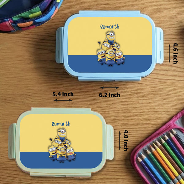 Custom Steel Snack Box & Lunch Box for Kids - Minion Design - Chatterbox Labels - Lunch Box