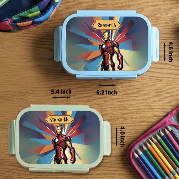Custom Steel Snack Box & Lunch Box for Kids - Iron Man Design - Chatterbox Labels - Lunch Box