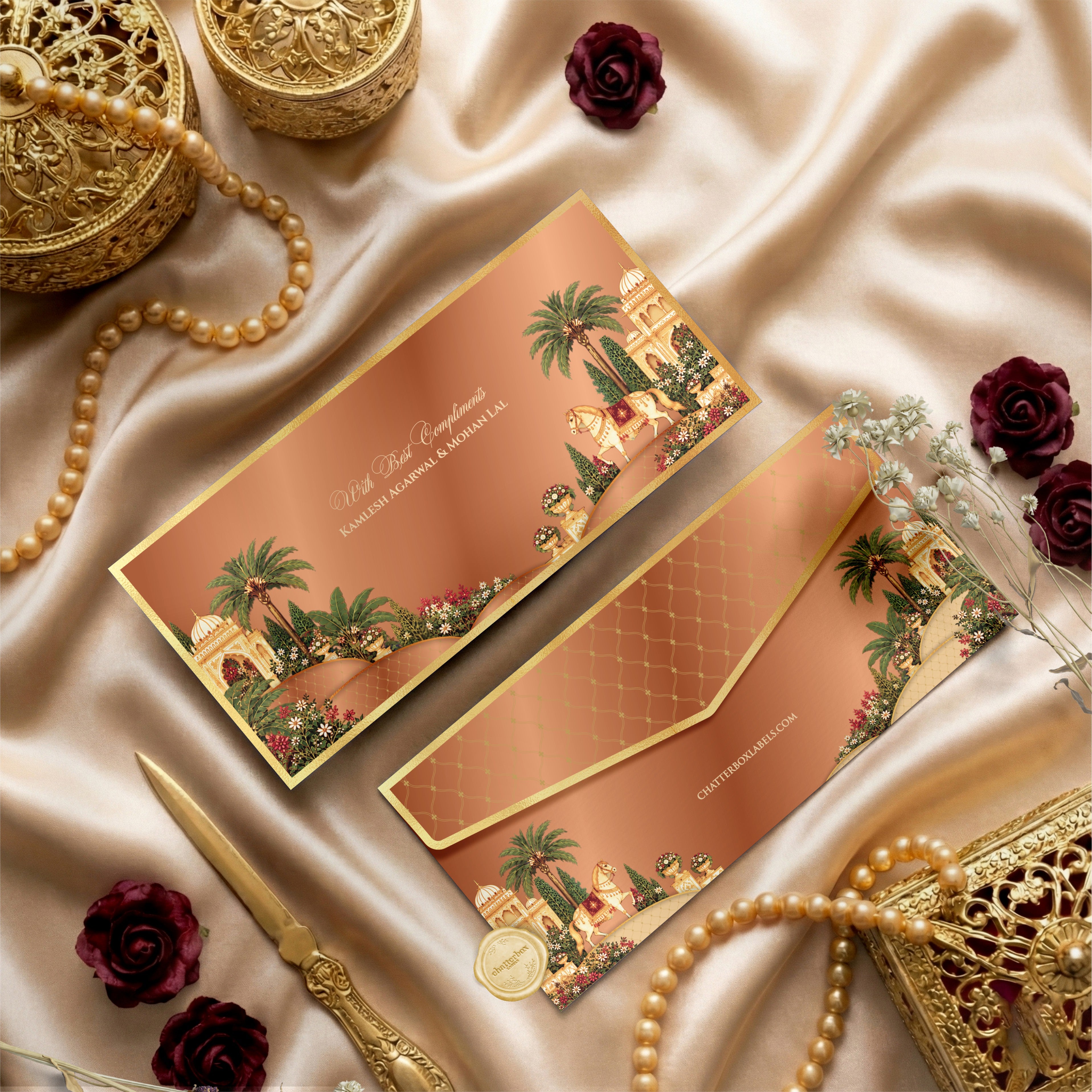 Luxe Gold Foil Money Envelopes- Royal Rajwada Copper