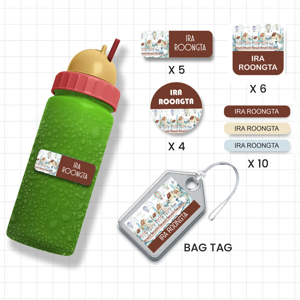 Assorted Shapes Waterproof Labels - Old Town Theme