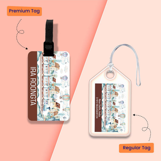 Personalized Bag Tags for Kids - Set of 5 - Old Town Design - Chatterbox Labels - Luggage Tags
