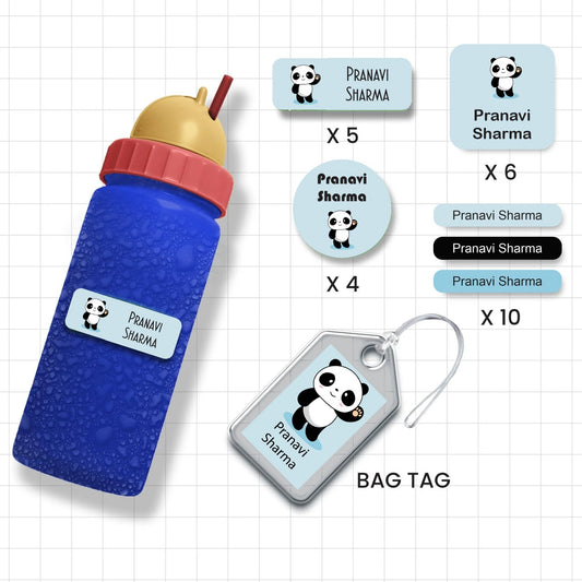 Assorted Shapes Waterproof Labels - Panda Theme - Chatterbox Labels-Personalised Waterproof Stickers - Opaque