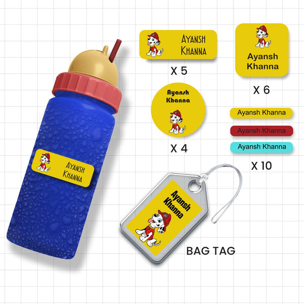 Assorted Shapes Waterproof Labels - Paw Patrol Theme - Chatterbox Labels - Personalised Waterproof Stickers - Opaque