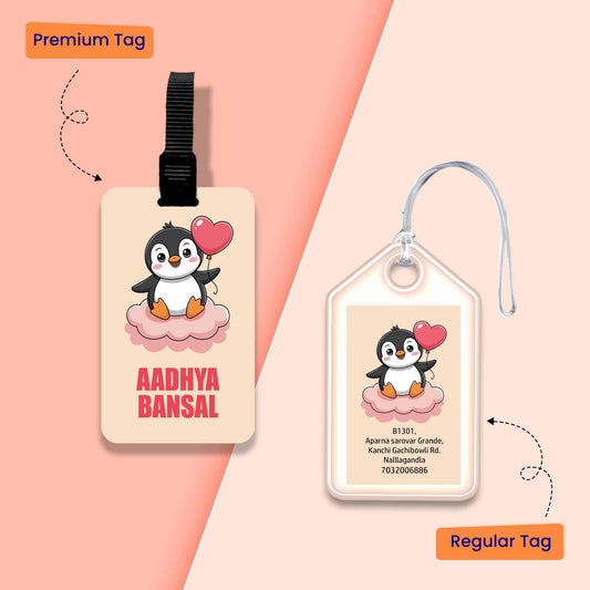 Personalized Bag Tags for Kids - Penguin Design - Chatterbox Labels - Bag Tags
