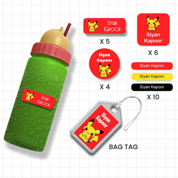Assorted Shapes Waterproof Labels - Pokemon Theme - Chatterbox Labels-Personalised Waterproof Stickers - Opaque
