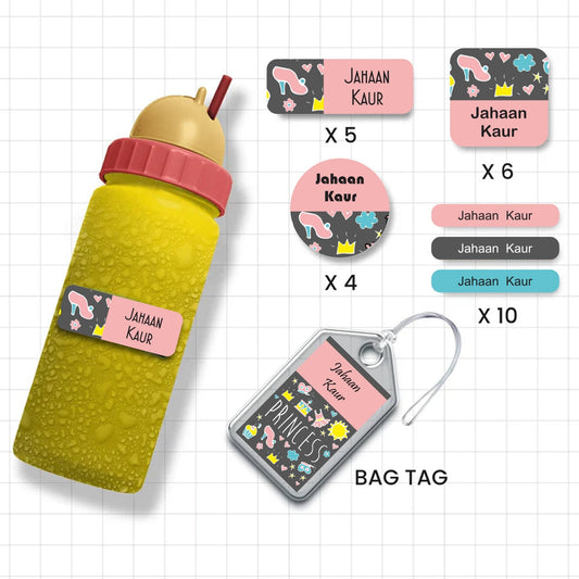 Assorted Shapes Waterproof Labels - Princess Theme - Chatterbox Labels-Personalised Waterproof Stickers - Opaque