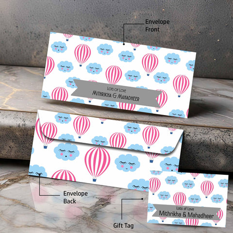 Personalised Money Envelopes - Pastel Hot Air Balloon Theme - Set of 20 - Chatterbox Labels - Envelopes