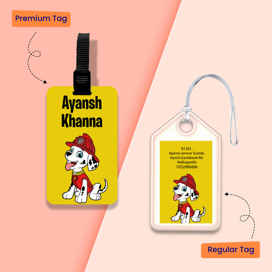 Personalized Bag Tags for Kids - Marshal Design - Chatterbox Labels - Bag Tags