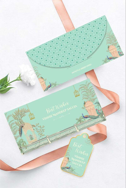 Luxe Gold Foil Money Envelopes - Peacock Garden Green - Chatterbox Labels - Luxe Envelopes