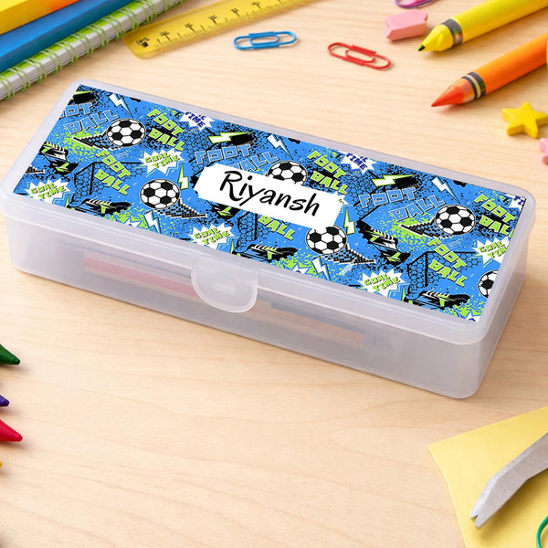 Personalised Pencil Box - Football Design - Chatterbox Labels - Pencil Box