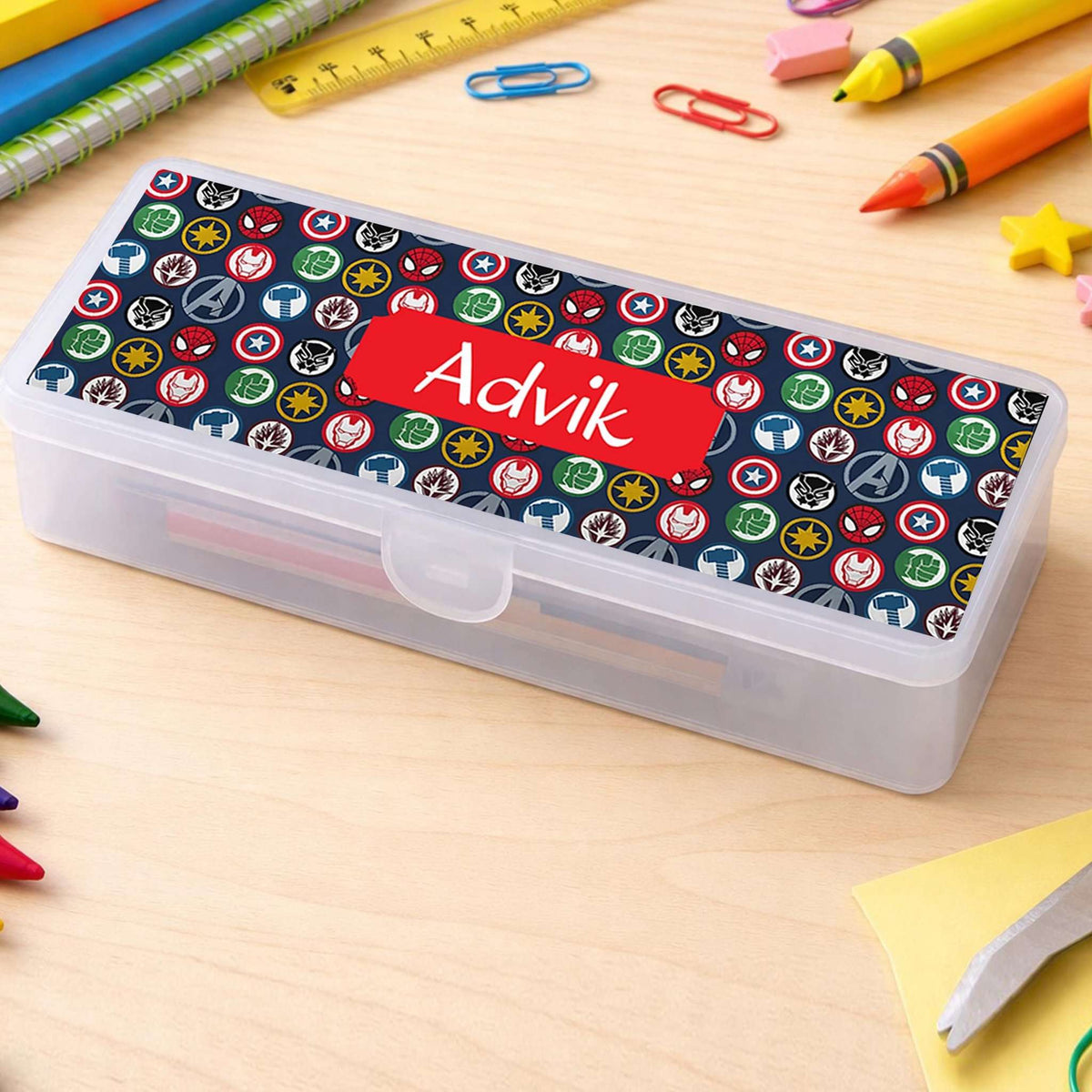 Personalised Pencil Box - Superhero Design - Chatterbox Labels - Pencil Box