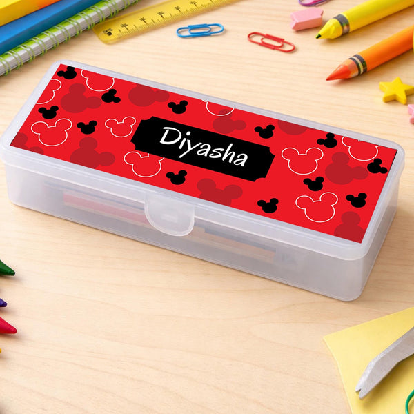 Personalised Pencil Box - Mickey Mouse Design - Chatterbox Labels - Pencil Box