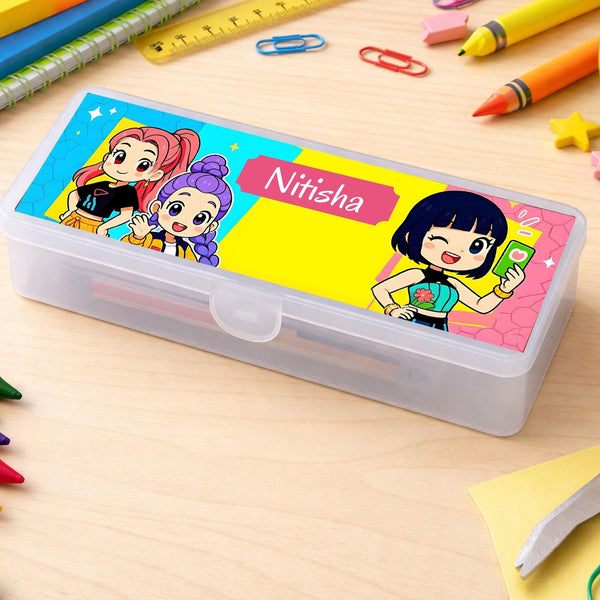 Personalised Pencil Box - Colourful K Pop Design - Chatterbox Labels - Pencil Box