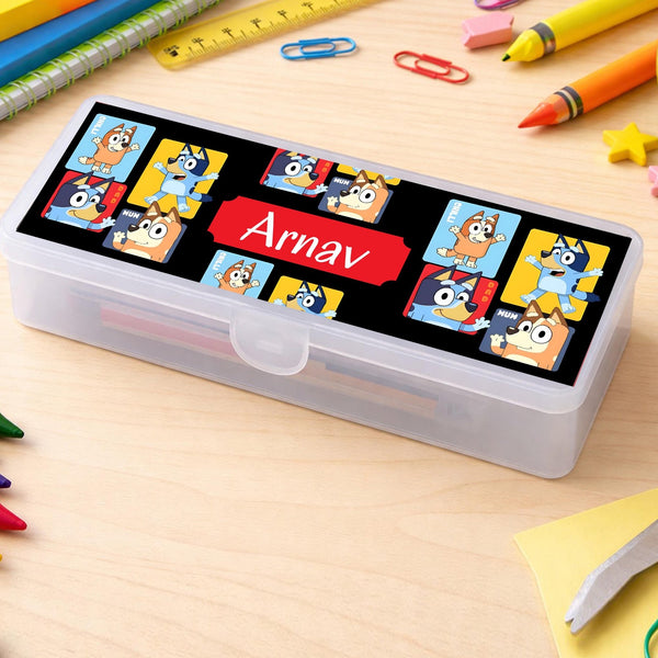 Personalised Pencil Box - Bluey Design - Chatterbox Labels - Pencil Box