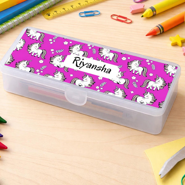 Personalised Pencil Box - Unicorn Design - Chatterbox Labels - Pencil Box